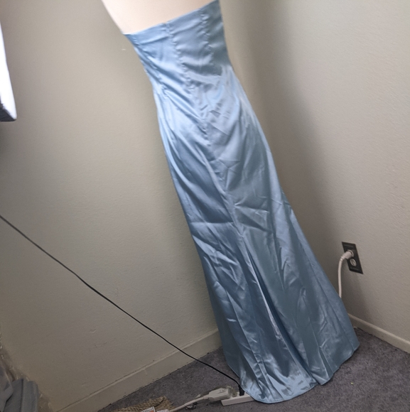 Jessica McClintock 14 VTG Prom Art Deco Blue Strapless Formal Maxi Gown - Picture 4 of 8